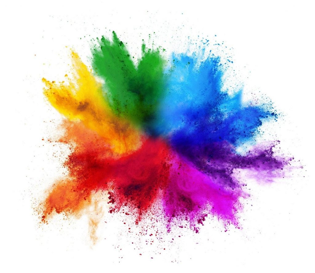 splatter of rainbow-coloured chalk