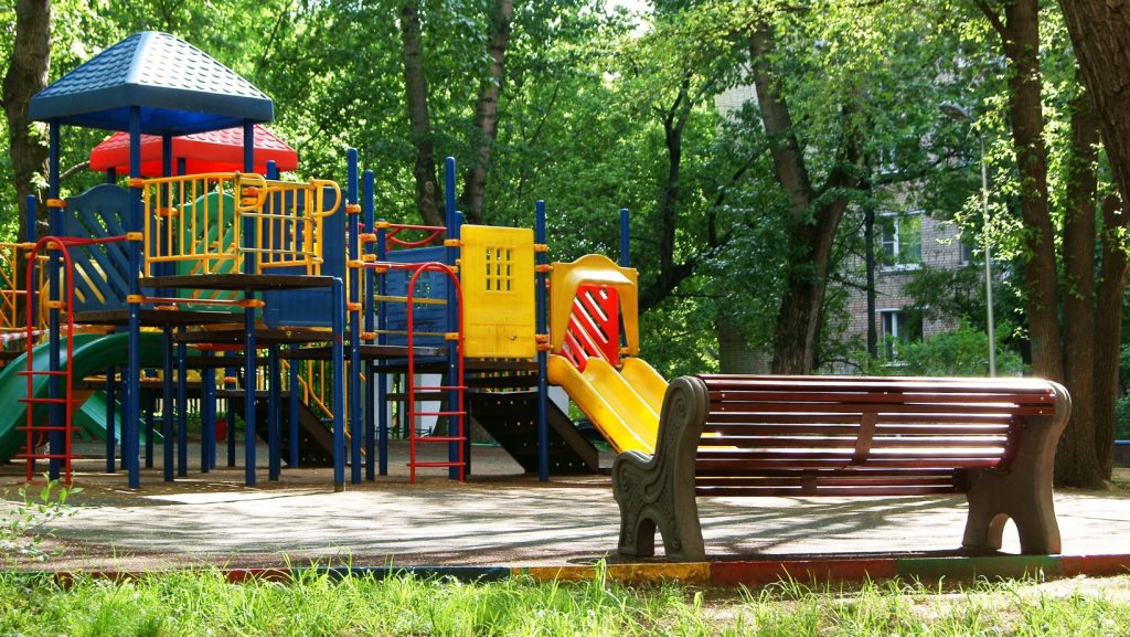Custom outdoor playground at a scenic park