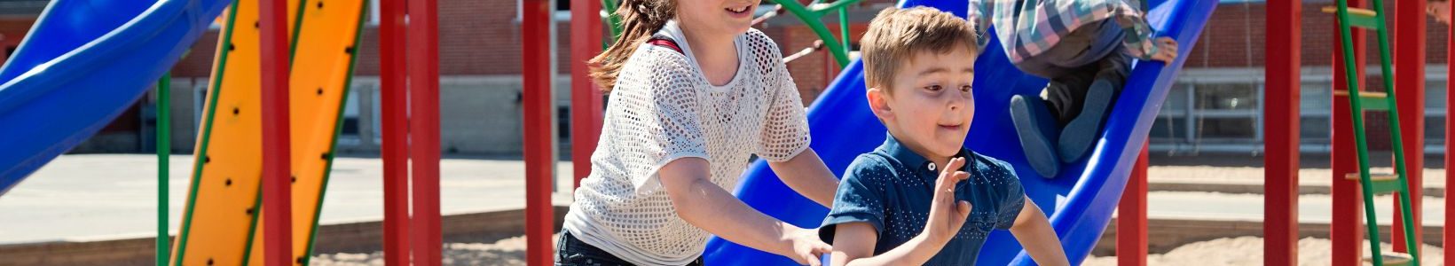 Children having fun on a playsystem