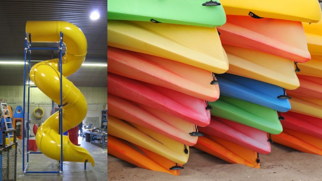 Plastic slide and plastic kayaks